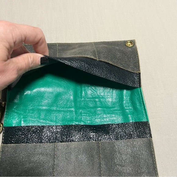 Maya Moon Handmade Recycled Leather Clutch Wallet Wristlet + Card Holder - Picture 11 of 15